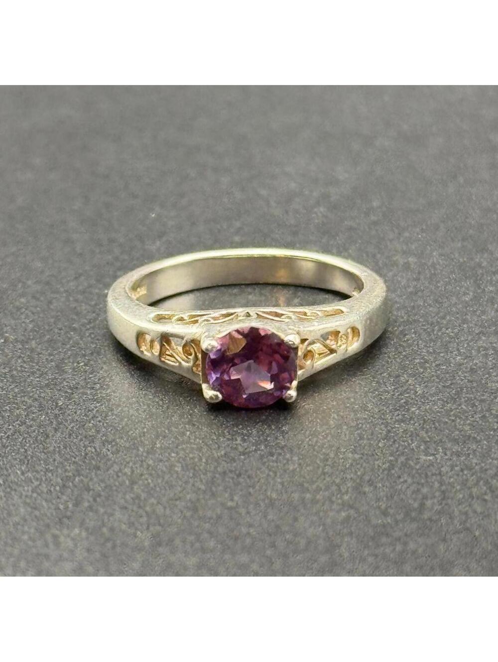 Purple Sapphire and Sterling Silver Ring - size 5.75